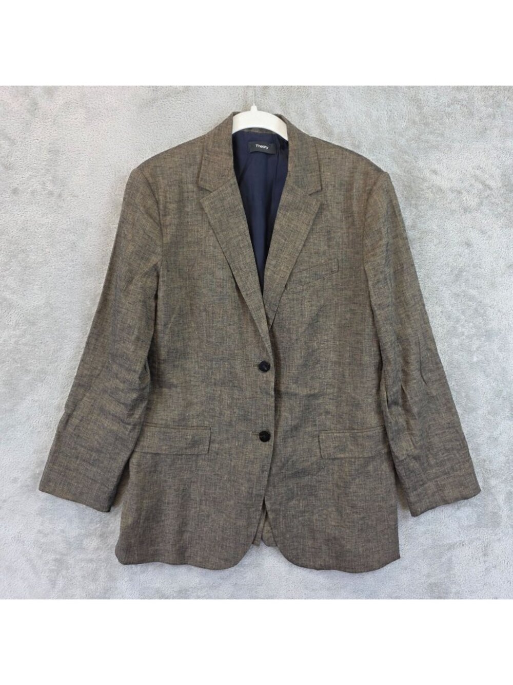 Theory Blazer Womens Size 8 Brown Classic Linen Stretch Lined Jacket Work